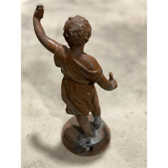 Antique Boy Statue Lamp Chandelier Part Copper - Picture 9 of 10
